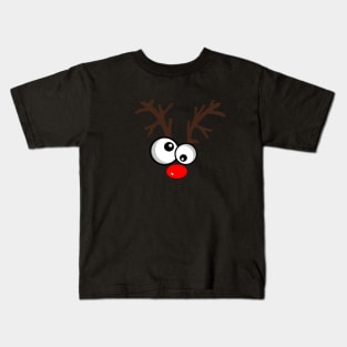 Big Eyes Red Nose Reindeer Kids T-Shirt